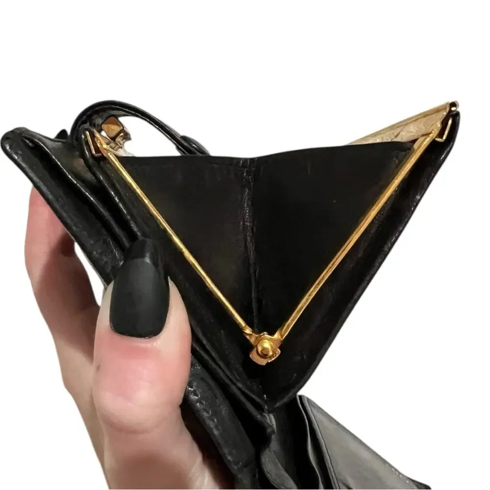 CHANEL Timeless CC Black Lambskin Kisslock Bifold Wallet